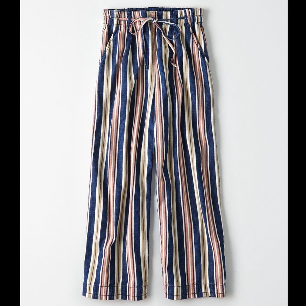 AE High-Waisted Striped Culotte Retro Trousers‎
